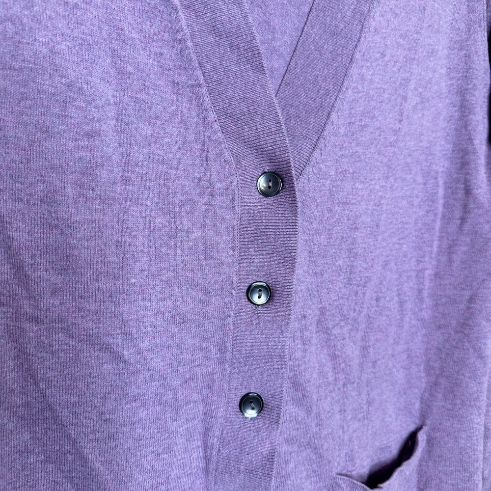 Eddie Bauer Womens Purple Cotton Cashmere V-Neck Button Cardigan Sweater Large - Picture 7 of 8